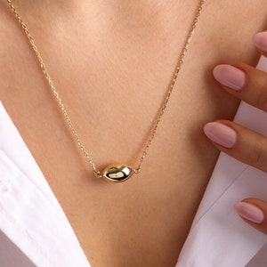 Ashes Necklace Real Gold, Personalized Cremation Pendant, Memorial Ashes Keepsake Urn necklace, Ellipse 14K Gold Pet Ashes Holder Pendant