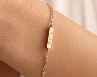 14K Gold Urn Bracelet, Personalized Cremation Bar Keepsake, Memorial Ash Holder Jewelry