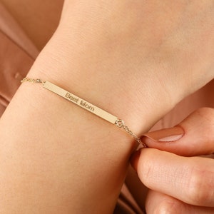14K Gold Custom Cremation Urn Bracelet For Ashes, Dad Mom Baby Son Ashes, Cremate Urn Bracelet, Name Bar Bracelet For Pet Loss Dog Ashes Urn