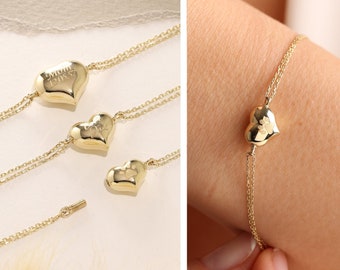 Pulsera de corazón de urna de cremación de oro macizo de 14K, pulsera de corazón de urna de oro, pulsera de cenizas de corazón, pulsera de cenizas de oro, joyería de urna personalizada