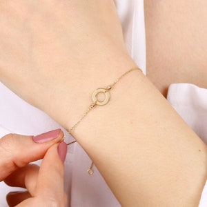 14K Gold Karma Bracelet, Hand Made Frendship Bracelet, Simple Round Bracelet Gift for Bridesmaid Gift Best Friend Gift