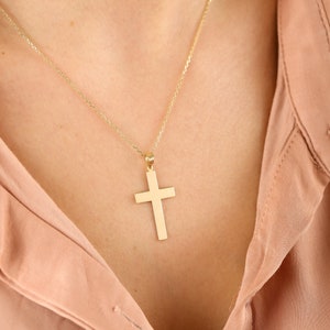 Memorial Cross Necklace, 14K Solid Gold Keepsake Cross Pendant, Custom Gold Cross Pendant, Pesonalized Cross Necklace Gift For Christmas