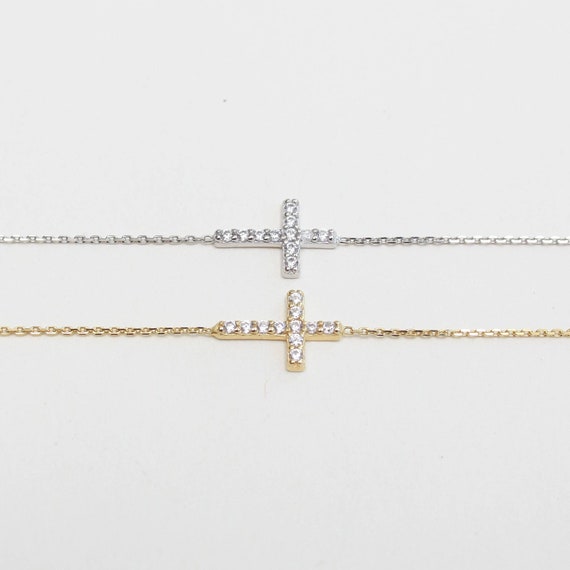 Diamond Cross Necklace 14K Gold 