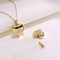 14K Real Gold Heart Cremation Urn Necklace, Dad Mom Baby Son Ashes, Gold Puffy Heart Pendant For Pet Ashes, Ash Holder Pendant For Pet Loss