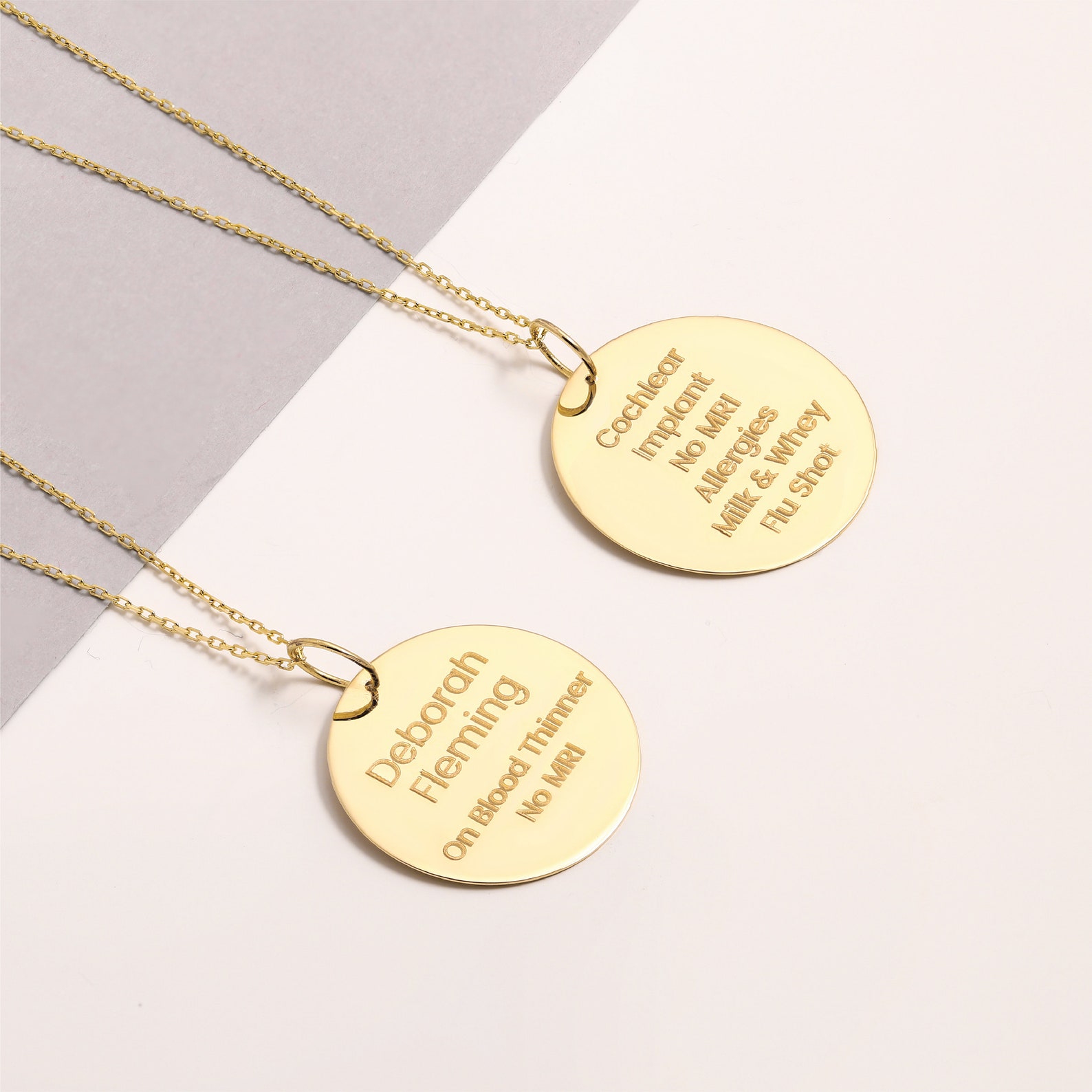 14K Gold Medical Alert Necklace Custom Medical ID Jewelry Etsy
