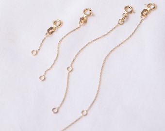 Solid Gold Necklace Extender, Adjustable Cable Chain, Extension in 14K or 18K