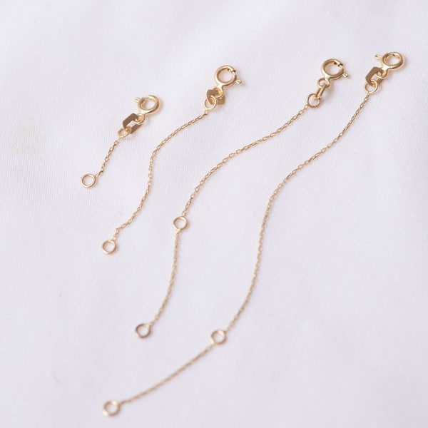 18k or 14k Solid Gold Necklace or Bracelet Extender, Removal RealSolid Gold Link, 1 2 3 4 Inch Length Adjustable Extension Chain