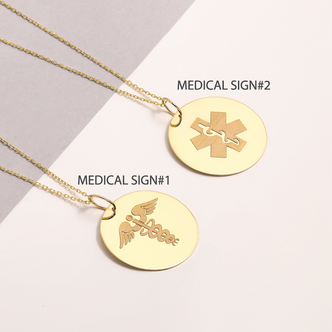 14K Gold Medical Alert Necklace Custom Medical ID Jewelry Etsy