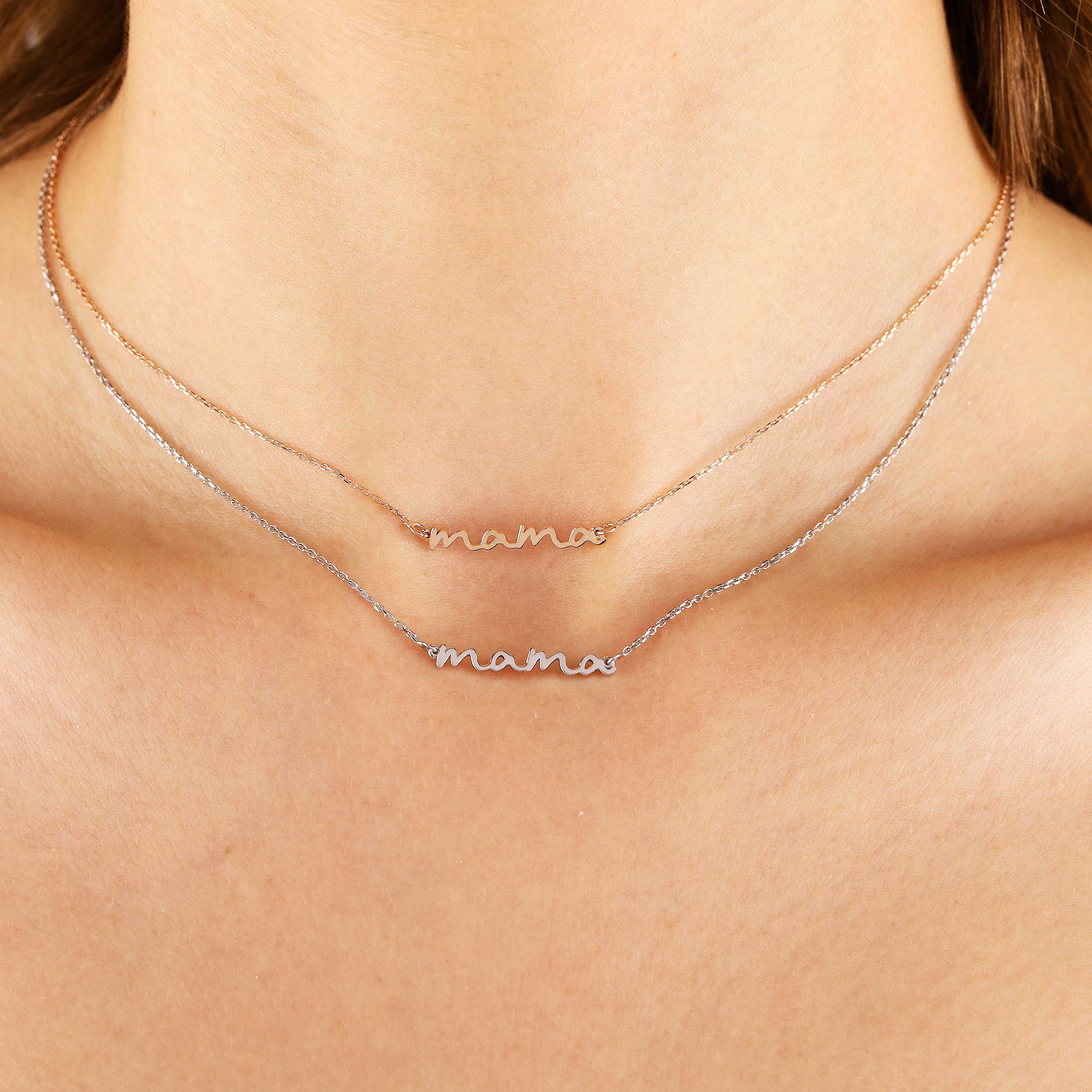 14K Solid Gold Mama Necklace, 18K Gold New Mama Necklace