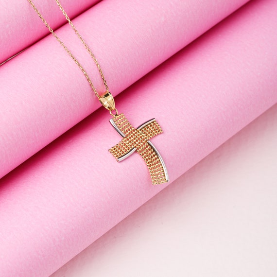14k gold first 2024 communion cross necklace
