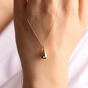 14K Real Gold Tear Drop Cremation Urn Necklace, Dad Mom Baby Son Ashes, Gold Keepsake Pendant For Pet Ashes, Ash Holder Pendant For Pet Loss image 7
