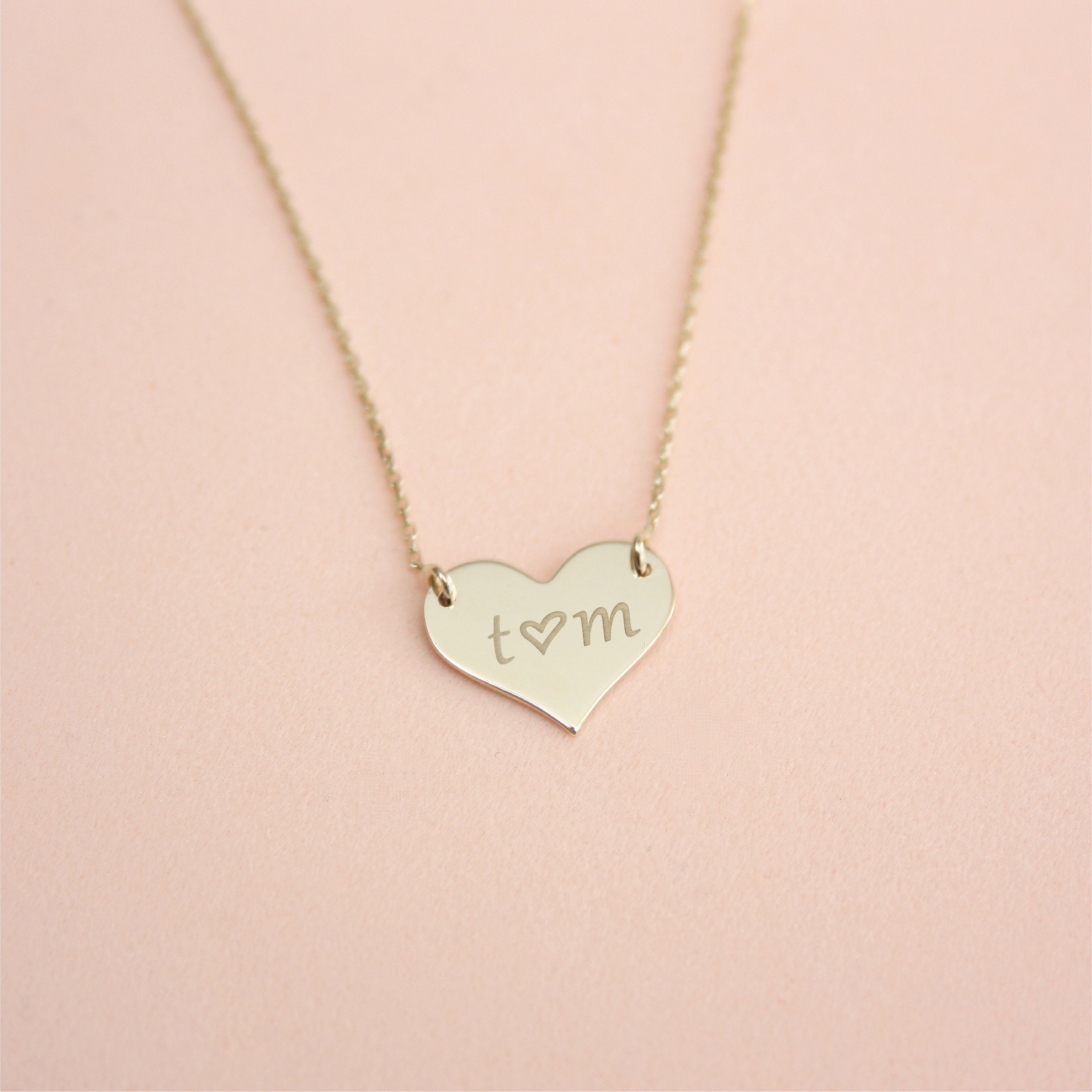 14K Gold Heart Name Necklace Personalized Heart Name Etsy