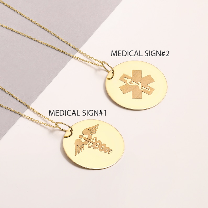 14K Gold Medical Alert Necklace Custom Medical ID Jewelry Etsy