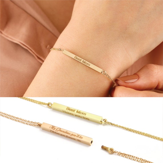 14K Gold Custom Cremation Urn Bracelet for Ashes Dad Mom Baby Son