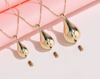 14K Solid Gold Tear Drop Crematie Urn ketting, aangepaste Ash houder Tear Drop ketting, echte gouden Ash houder crematie ketting voor huisdier as