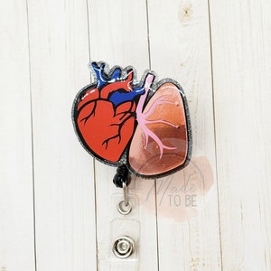 Watercolor Anatomical Heart, Watercolor Badge Reels, Cardiac Nurse