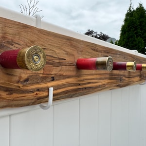 Live edge wood shotgun shell towel hanger