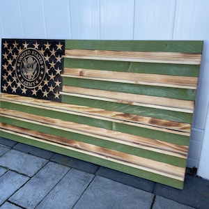 US Army wood flag challenge coin display