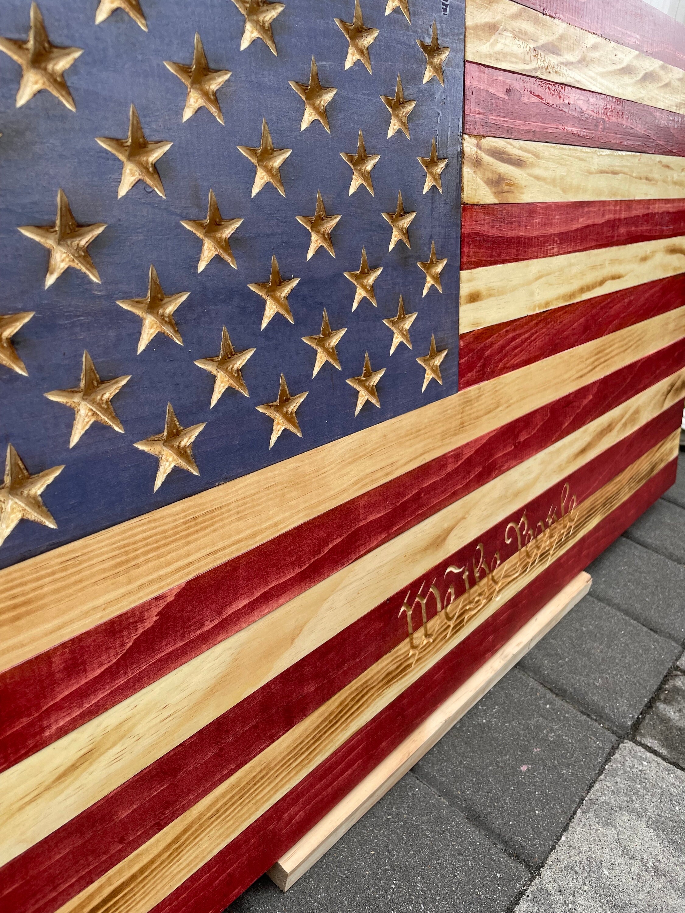 Wood American Flag Custom Engraving - Etsy