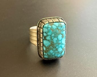 Kingman Red Web Turquoise Ring