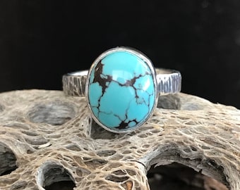 Egyptian Turquoise Sterling Silver Ring 6 1/2