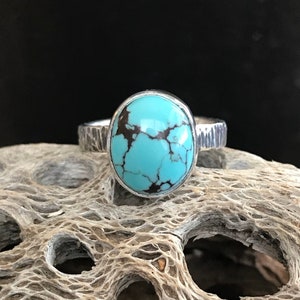 Egyptian Turquoise Sterling Silver Ring 6 1/2