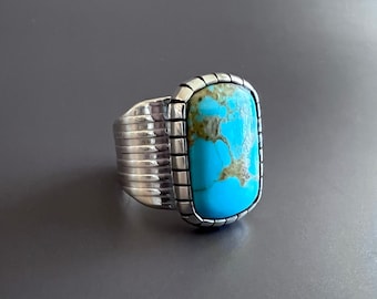 Natural Turquoise Mountain Ring 10 1/2