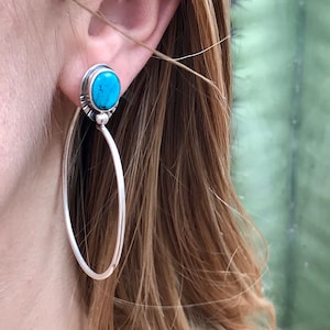 Turquoise Mountain Hoop Sterling Silver Earrings