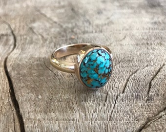 Natural Turquoise Mountain 14K GF Ring 6.5