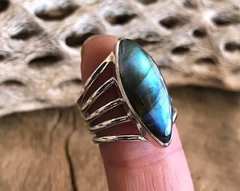 Labradorite Sterling Silver Ring 7 1/2