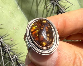 Fire Agate ring in Sterling and 14K GF
