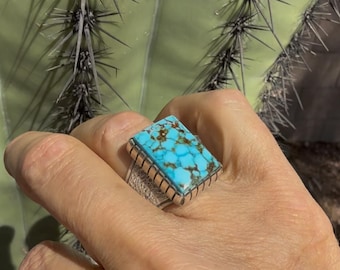 Kingman Reb Web Turquoise Ring