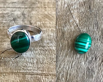 Sterling Silver Ring with Natural Bisbee Malachite