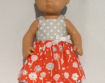 Clothes for 8 inch Baby Doll, Sundress, Bloomers, Orange, Gray, 2+, Fits Little Bitty Baby, Mini Corolline