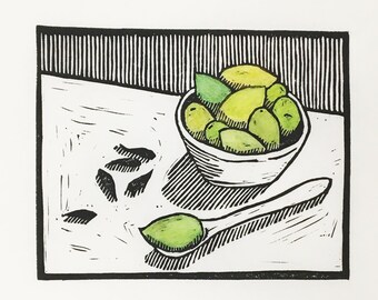 Bowl of Olives Block Print