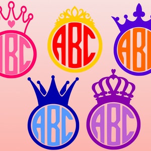 Crown Monogram SVG, Crown Cut Files, Monogram SVG, dxf, png, eps, svg, crown clipart, princess monogram svg, tiara svg, princess svg, crown