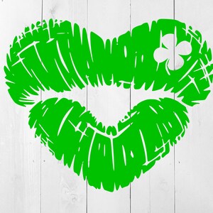 Distressed Lips with Clover SVG, St Patricks Day SVG, Kiss svg, St Patricks SVG, Shamrock Lips, Kiss Me I&#39;m Irish, Clover Svg, Kiss Lips svg
