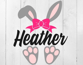 Pascua SVG, Monograma de Pascua SVG, Monograma de conejito SVG, arco svg, Orejas de conejo Monograma, orejas de conejo svg, niñas monograma de Pascua, pies de conejo svg