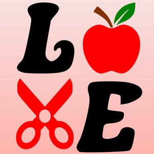 Love School Teacher SVG, Teacher SVG, Teacher Cut File, dxf, png, eps, school clipart, back to school svg, school teacher svg, apple svg