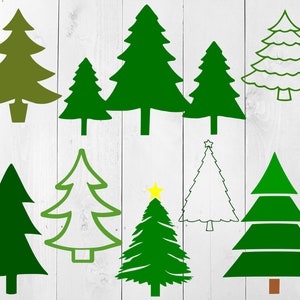 Arbre de Noël SVG Bundle, Noël SVG, Arbres de Noël, clip art d’arbre, pin svg, arbre à feuilles persistantes, arbre à fourrure svg, fichier de coupe de Noël