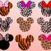 Mickey Animal Print Bundle SVG, Animal Print Mickey/Minnie Head SVG, PNG, animal print mickey, Animal Kingdom, Theme Park vacation, Mouse 