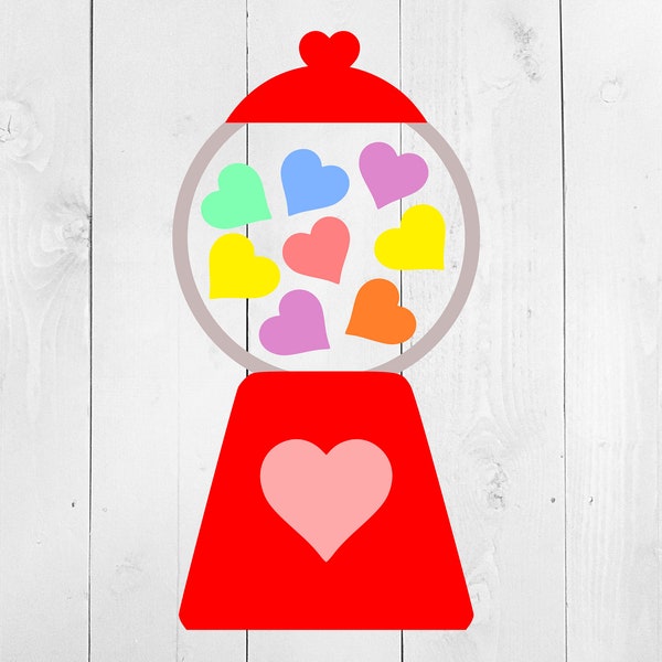 Gumball Machine SVG , Valentine's Day Svg , bubble gum clipart, Gumball Machine PNG, Hearts, Valentine's Day PNG, Valentine Clipart