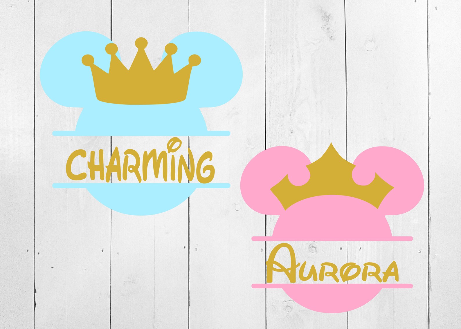 Princess Monogram Mouse Split Monogram SVG, Prince Monogram, Family Vacation Monogram PNG ...