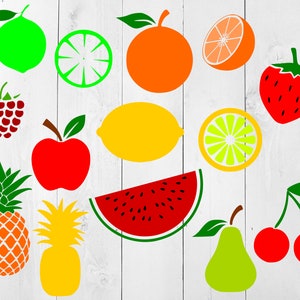 Paquete SVG de frutas, archivos de corte de fruta, dxf, png, eps, svg, clipart de frutas, naranja, sandía, archivos de frutas para cricut, svg de limón, lima, calabaza