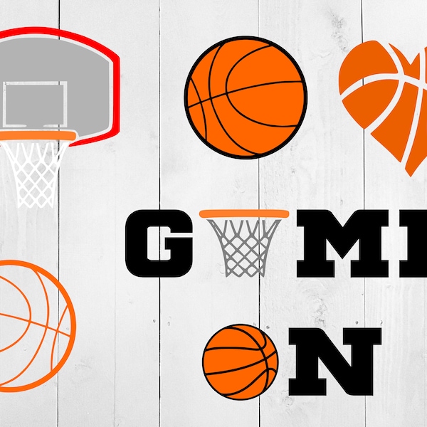 Basketball SVG, Basketball Hoop SVG,  Basketball Cut File, Game On,  basketball clipart, basketball  svg, basketball PNG, basketball hoop