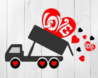 Valentine Dump Truck SVG, Valentines SVG, Valentine Heart Dump Truck Svg, Dump Truck Svg, Hearts Svg, Boys Valentine SVG, Valentine clipart