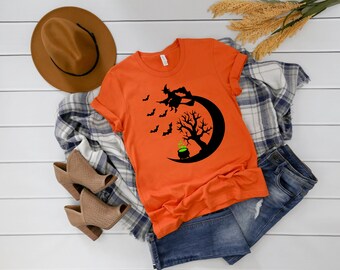 Halloween SVG, Halloween Witch SVG, Halloween PNG, Spooky witch Svg, Halloween Cut File, Halloween moon, Witch riding broom, Halloween tree