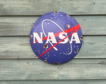 Plaque émaillée NASA des années 1980, 30 cm de diamètre, signe de l'espace, souvenirs d'Artémis