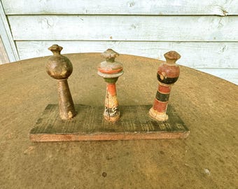 3 crochets de porte en bois vintage