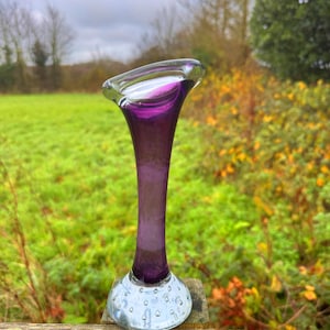 Vintage Aseda Glasbruk Purple Vase, Bo Borgstrom Mid Century Modern